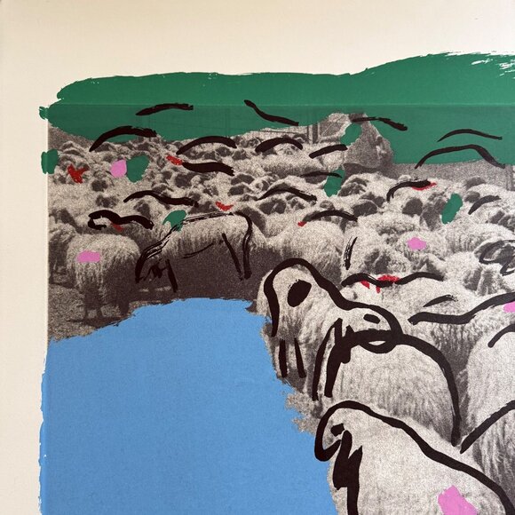 Menashe Kadishman 'Sheep Portfolio 7' Multicolor Etching & Screenprint Autograph - Picture 3 of 7